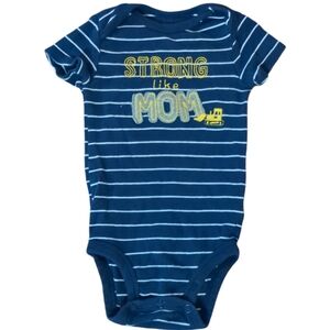 🍁2/$7🍁JUST ONE YOU Navy and White Striped Strong Like Mom Onesie
